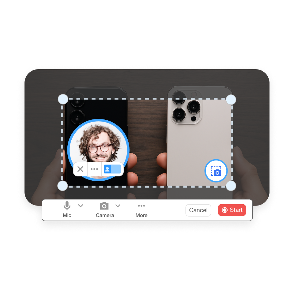 Product comparison video maker: record screen or camera footage of products in Visla